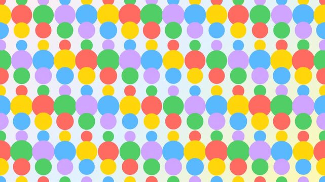 A vibrant pattern of overlapping circles in various colors on a light background