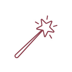 A simple illustration of a maroon magic wand with a sparkling star