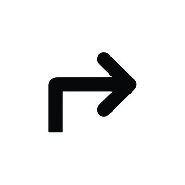 Simple black arrow pointing right with a ninety degree turn