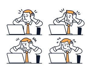 Simple Vector of a Young Businessman Holding His Head