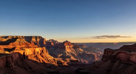 Golden Desert Canyon Panorama Landscape Background for Travel and Design