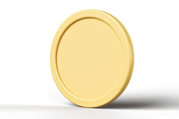 3D Matte gold coin template suitable for designing token logos and icons. High quality 3D rendering mockup.