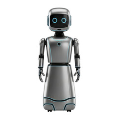 Fototapeta premium Modern robot with blue light accents standing isolated