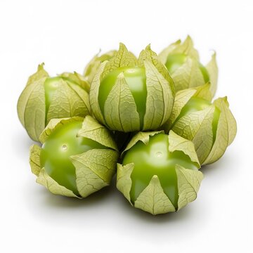 Pile of Fresh Tomatillos in Husks, Green Mexican Husk Tomatoes for Salsa