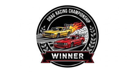 Drag Racing Championship Winner Logo. © Rio