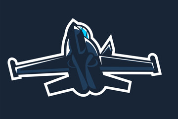 Obraz premium American cold war jet fighter plane vector illustration. simple aircraft logo, military equipment.