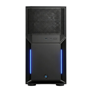 Black Computer Tower with Blue LED Lights
