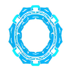A futuristic blue octagonal ring design with intricate circuit-like patterns and glowing accents.