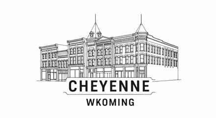 Obraz premium Detailed line art of historic buildings with 