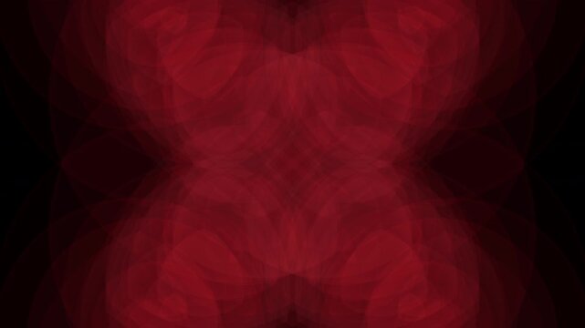 Symmetrical Motion Loop with Red Kaleidoscope Pattern on Dark Background.
