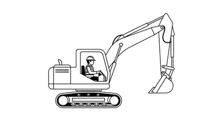 Excavator Machine Heavy Equipment Illustration. © Pocong