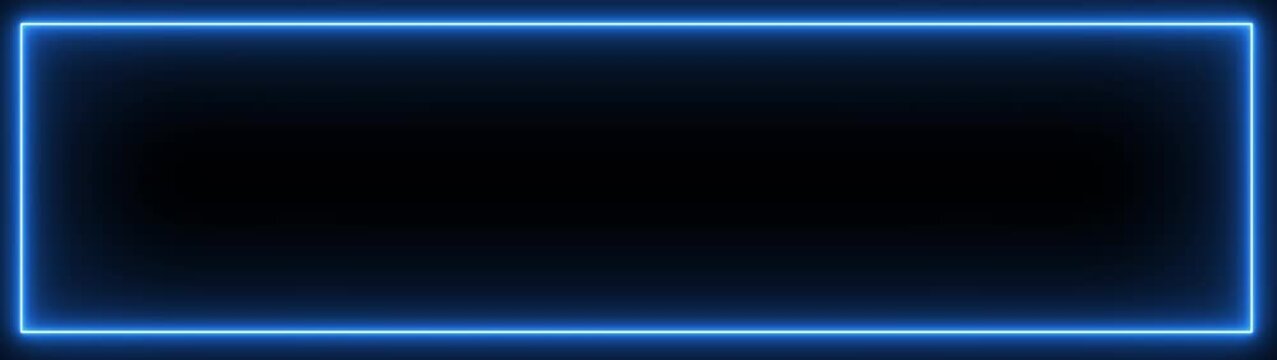rectangle frame icon animation glowing neon pink and blue color bordar frame display box round shape retro screen photo frame rotation seamless footage line movement on black background