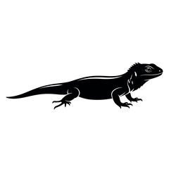 Obraz premium Black silhouette of a lizard with detailed features and texture