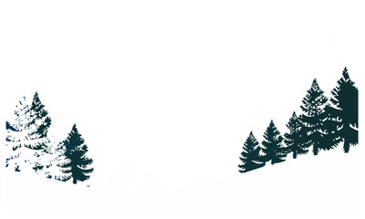 Evergreen trees silhouettes against white background for design and decoration purposes  tree silhouettes for nature and landscape designs
