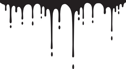 Abstract black paint dripping down a white background creates a striking visual effect. © MD NUR MIA