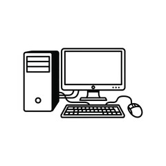 Fototapeta premium A computer setup outline vector illustration