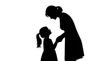 A woman and a child in a silhouette
