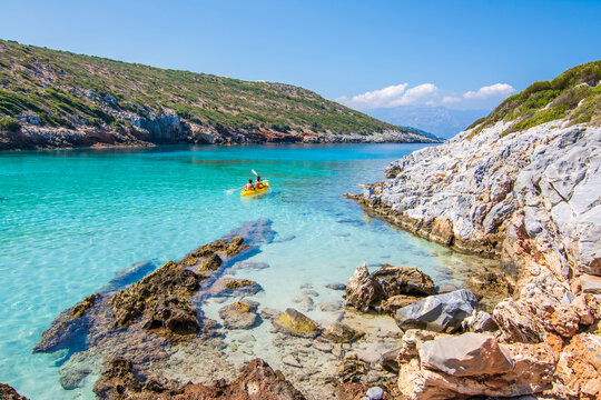 The Livadaki Beach view in Samos Island of Greece