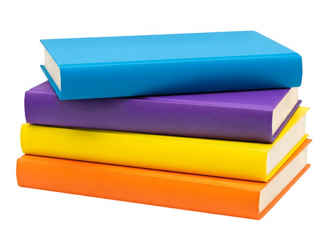 Stack of colorful books arranged neatly on a flat surface