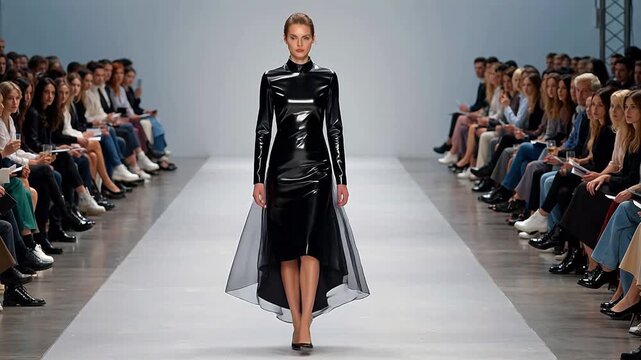 Fashion model walking on runway