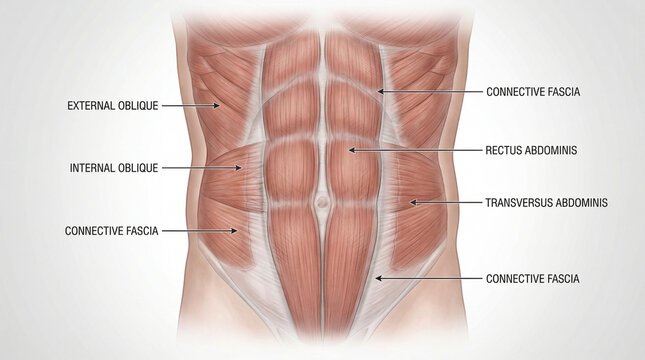 Unveiling the human abdominal wall an intricate tapestry of core muscles and connective fascia