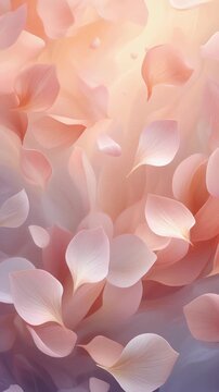 Zarte illustrierte Bl&uuml;tenbl&auml;tter fallen in sanftem Pastell-Fr&uuml;hlingshintergrundbl&uuml;tenbl&auml;tter, fallende bl&uuml;ten, fr&uuml;hling, fr&uuml;hlingshintergrund, pastellfarben, zart, sanft, floral, blumenbl&auml;tter, romant