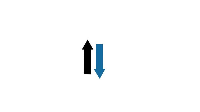 Rising and Falling Direction Arrows Market Trend Increase Decrease Concept on white Background,