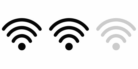Three wifi signal strength icons in varying shades of gray