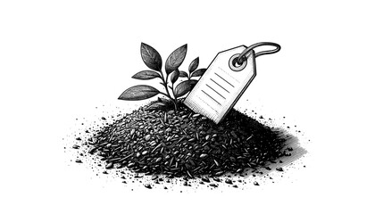 Naklejka premium Plant tag in illustration style in black-white for gardening