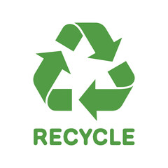 Obraz premium Green recycle symbol with arrows forming triangle and text below
