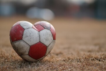 A heart shaped soccer ball.