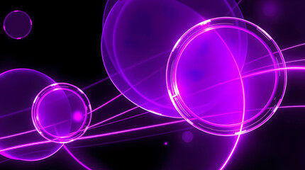 An abstract composition of curved purple and blue lines and shapes. 3D rendering