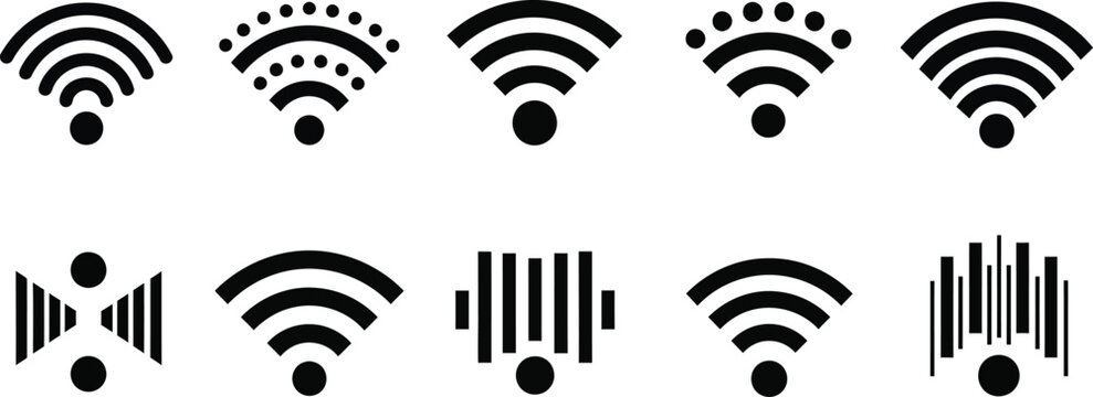 Wifi signal strength icons set