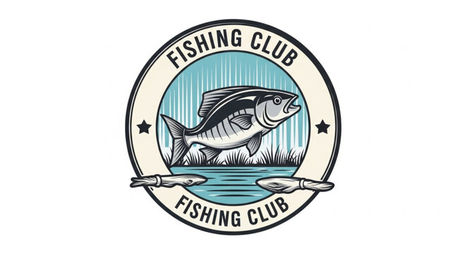 Fishing Club Logo with Bass Fish.