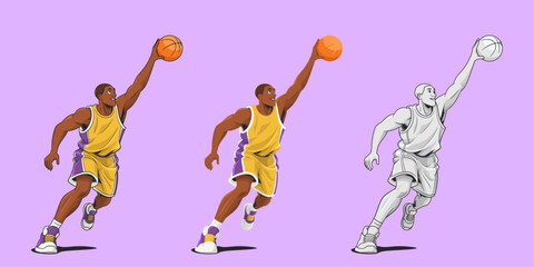 Stylized Basketball Athlete in Action Receiving Pass Vector Illustration © Lyco