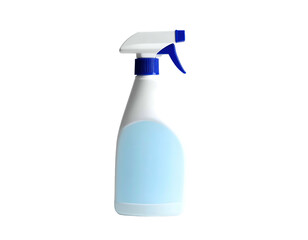 White spray bottle with blue trigger, light blue label