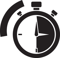 Stopwatch icon silhouette showing time management and countdown isolated on vector background