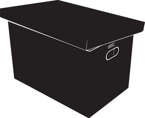Storage box silhouette representing archive and moving organization in clean vector line art