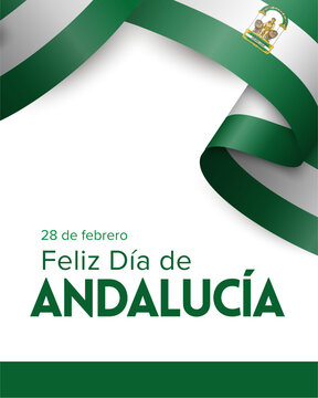Happy Andalusian Day Spain Green Flag Background