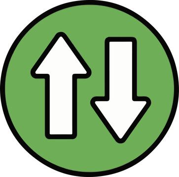 Green circle with white up and down arrows