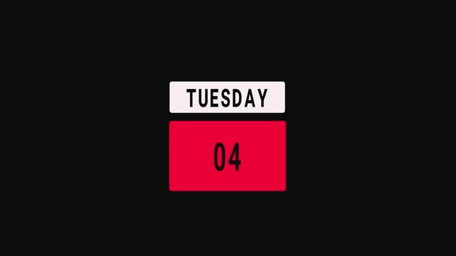 tuesday text animation on black background. Seamless loop.Glowing neon lines tuesday