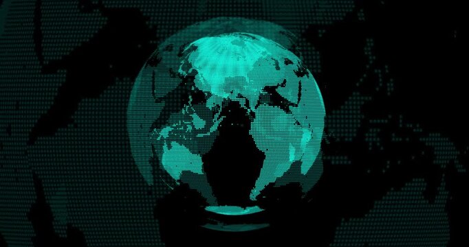 Digital globe horizontal rotating earth animation