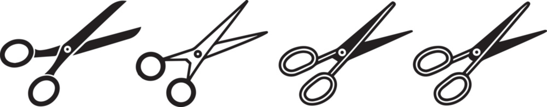 Scissors Icon Vector &ndash; Cutting Tool Silhouette for Design, Craft, and Office Use .