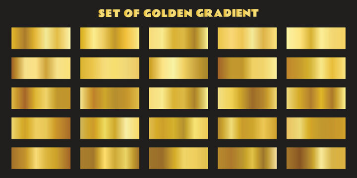 Golden Metallic Gradients. Premium Gold Swatches Collection Flat Vector