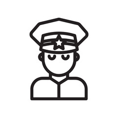 Line Drawing Police Officer With Star Cap Icon