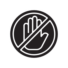 Obraz premium Hand Gesture Icon Prohibited Touching Or Using Symbol