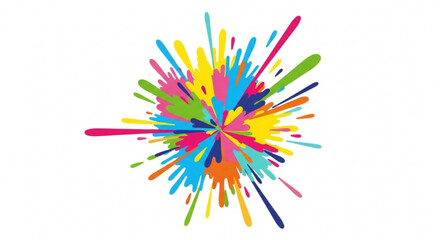 Explosion of vibrant colorful paint splashes abstract dynamic burst of creativity and energy isolated on white background for design © Faadi