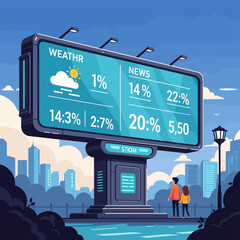 Fototapeta premium Large Digital Billboard with Weather News.