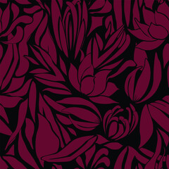 Colorful pastel pink and blue anemone floral seamless pattern with painterly brushstroke texture for textile print for fabric, seamless pattern