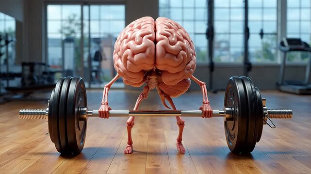 Brain lifting weights in gym